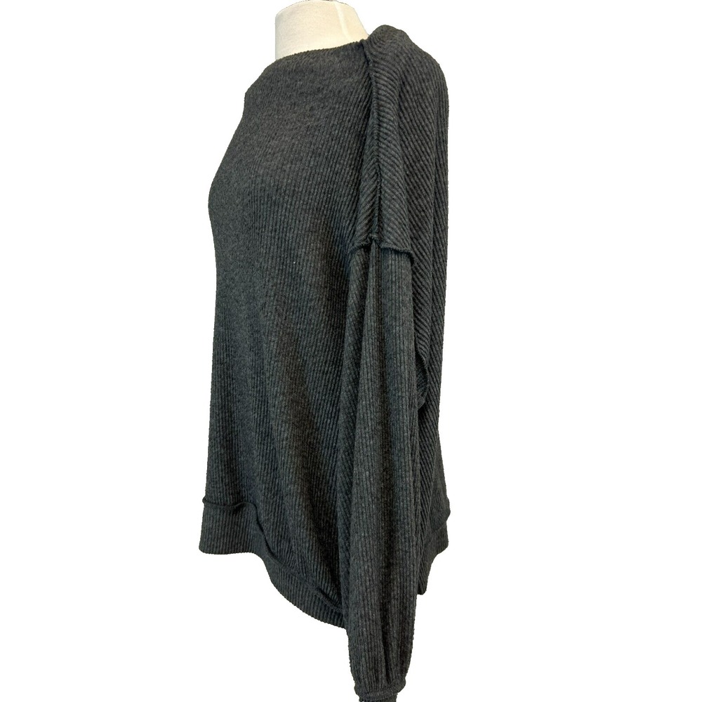 We the Free Oversize Slouchy‎ Top Gray Chinelle Rib Bateau Neck Long Sleeve SZ S - Picture 4 of 13